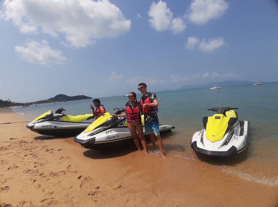 Guests with jet skis on a Koh Samui beach